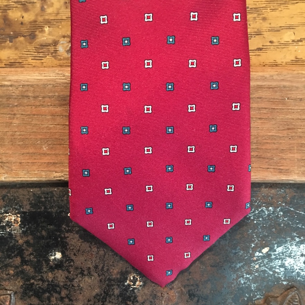 Christian Dior Red Pattern Mens Tie - Picture 3 of 8